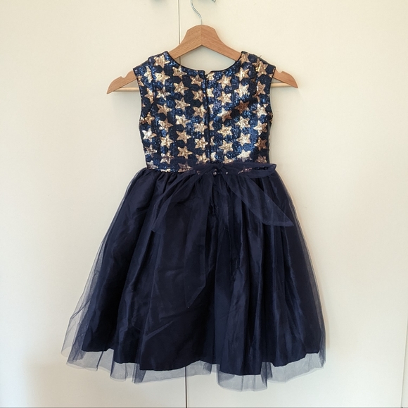 💙⭐ Dorissa Formal Dress Sequin Navy Gold Stars Tulle Girls Size 7 - Picture 5 of 10
